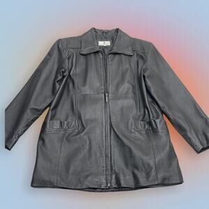 TIMOTHY DANIELS Women’s Small Black Leather Zip Up Jacket